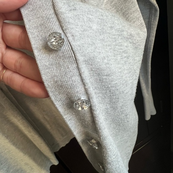 Express Womens Long Sleeve Button Front Cardigan Sweater Light Gray Medium - Picture 2 of 4